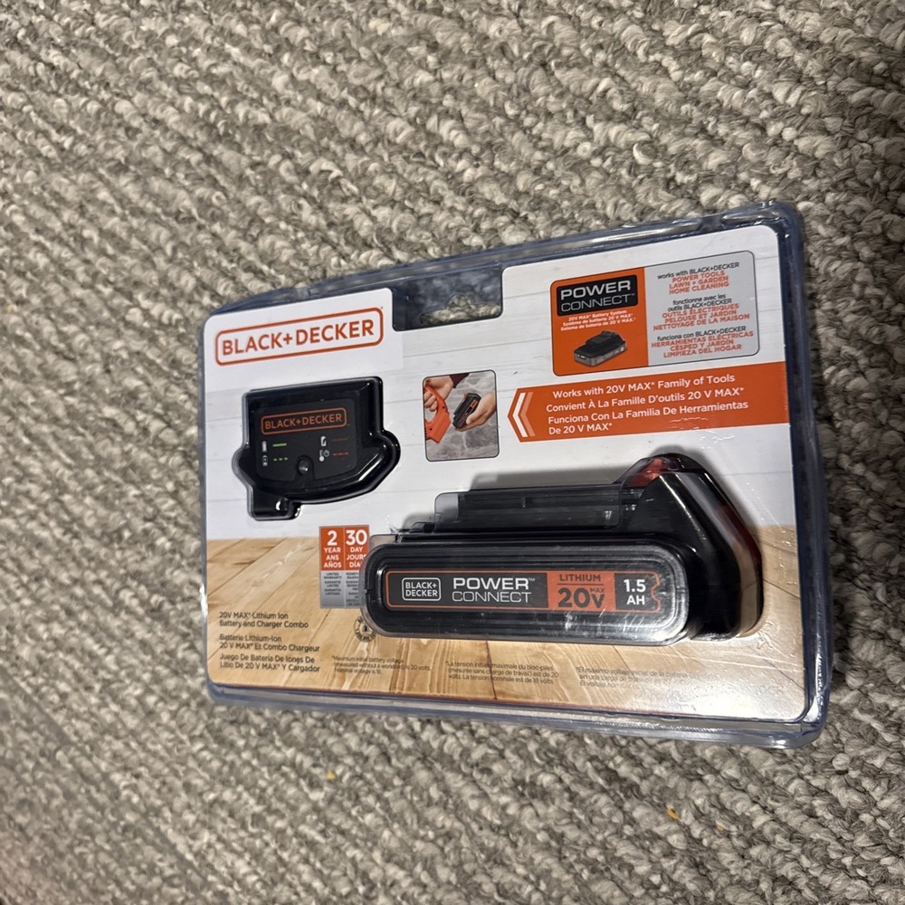 Black Decker 20V Max Powerconnect 1.5Ah‎ Lithium Ion Battery And Charger